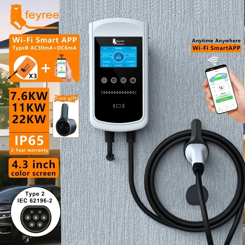 Ev Charger Type 2 22Kw 32A 3 Phase - Feyree Typ2 EV-Ladegerät 32A 7,6KW Ladestation