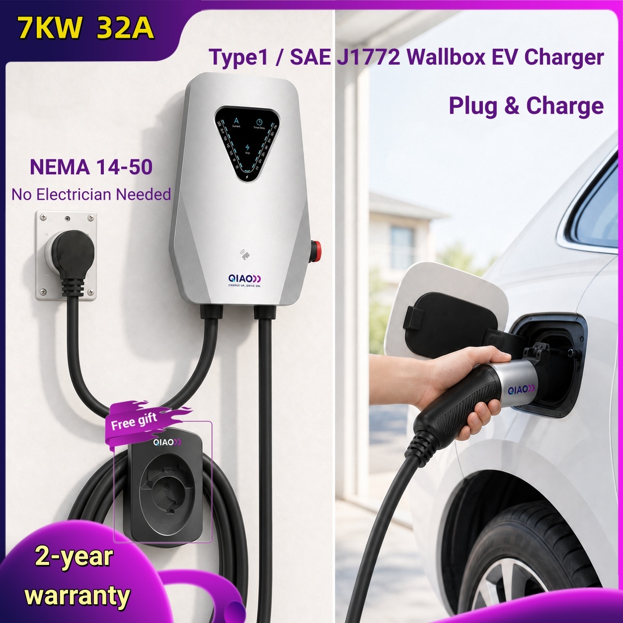 7KW 32A Typ1 SAE J1772 Wallbox – J1772 Evse 32A Level 2 Charger Bewertung und Preis